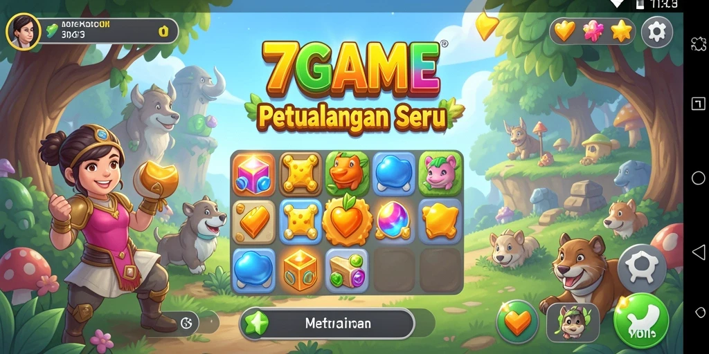 Gameplay menantang di 7GAME, penuh warna dan keseruan.