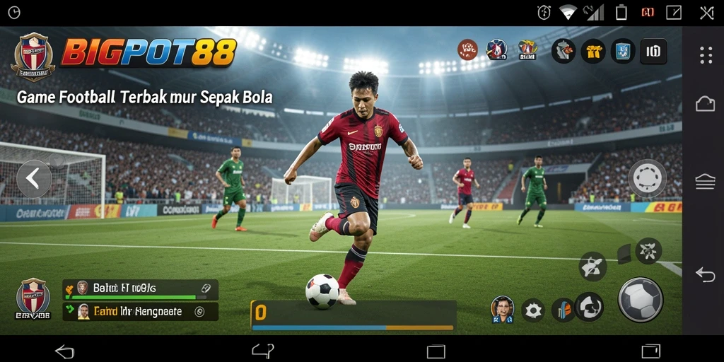 Screenshot utama BIGPOT88 dengan gameplay sepak bola yang mendebarkan.
