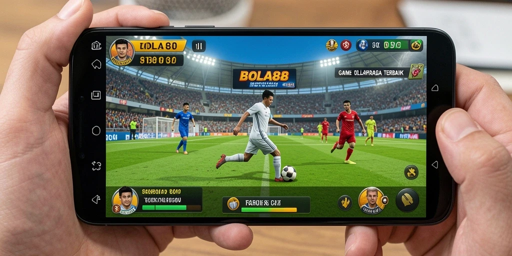 Tangkapan layar gameplay BOLA88 yang menunjukkan aksi di lapangan sepak bola.