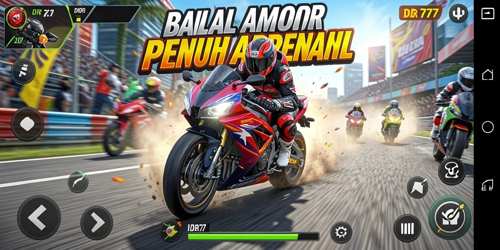 Gameplay seru dengan balapan motor yang intens dan grafis menawan.