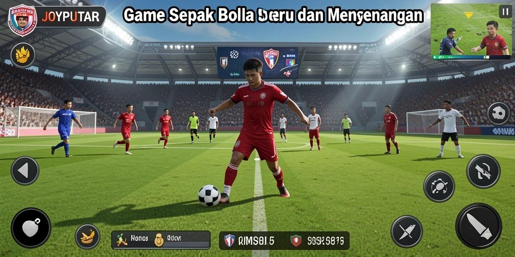 Gameplay seru dalam JOYPUTAR dengan aksi sepak bola mendebarkan.