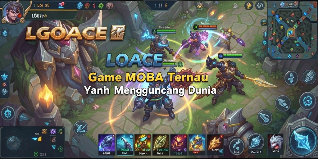 Gameplay seru LGOACE saat pertempuran antar tim MOBA.