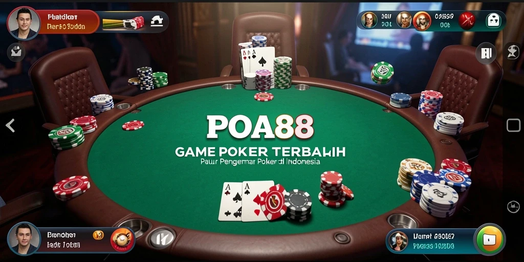 Tampilan utama POA88 dengan suasana permainan poker yang mendebarkan.