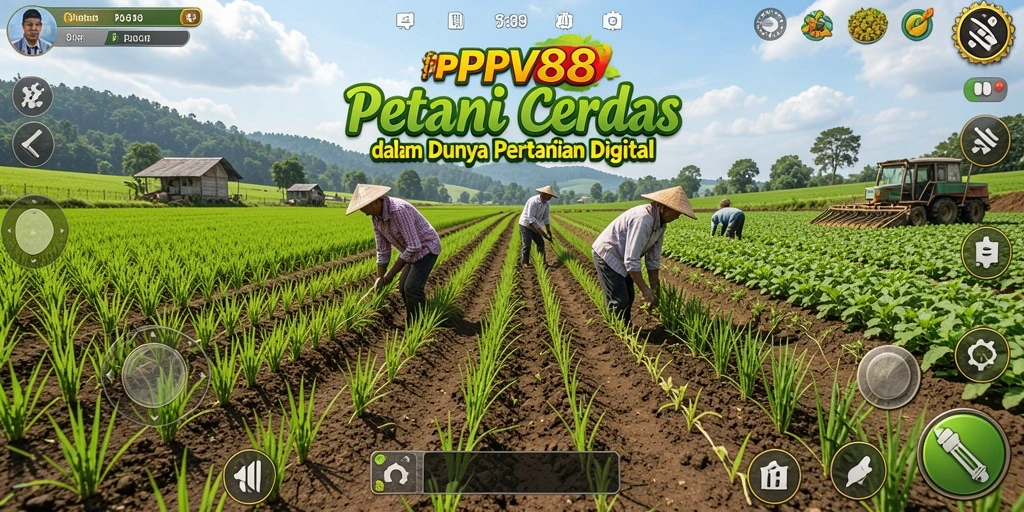 Tampilan gameplay yang menunjukkan keindahan lahan pertanian dalam PPV88.